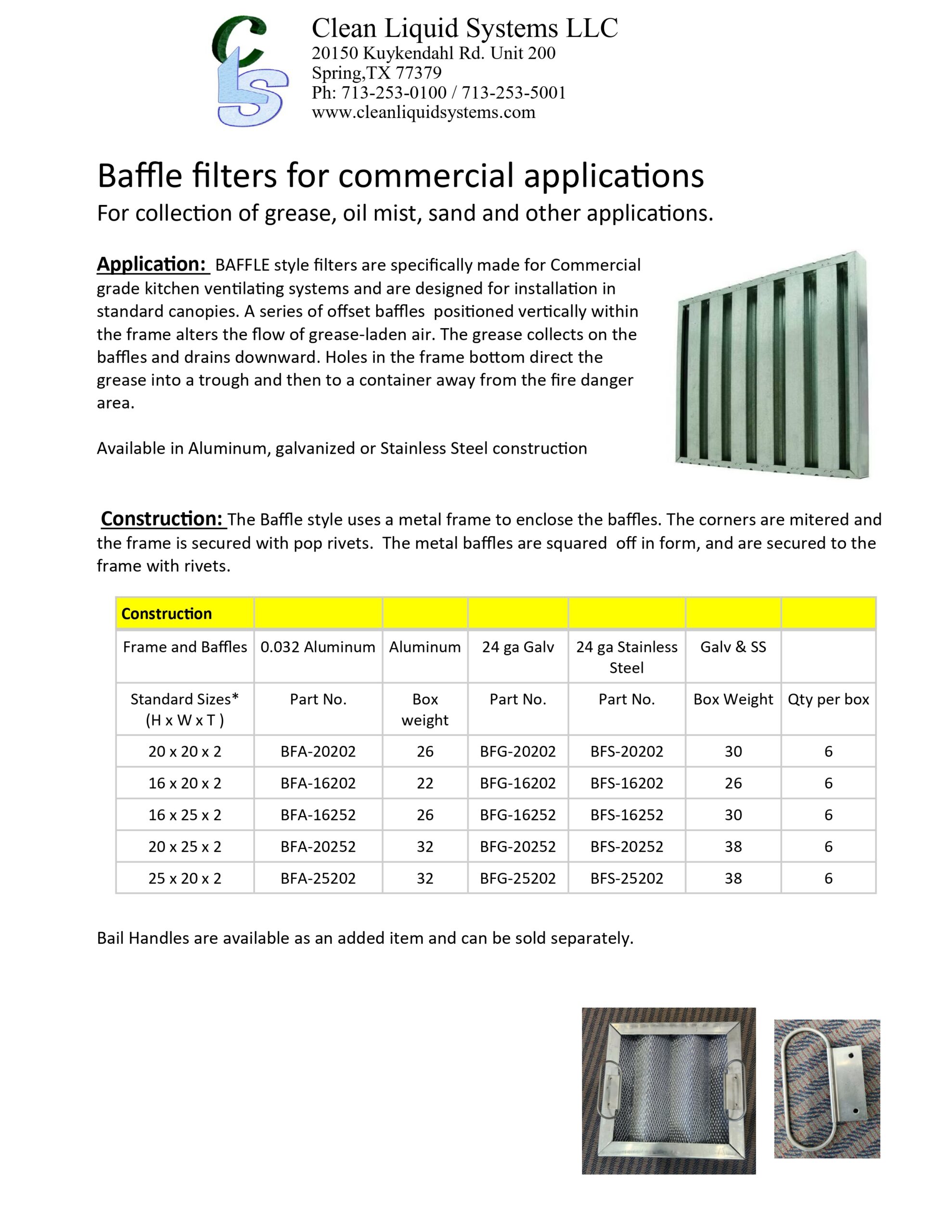 Commercial Kitchen Grease Baffle Filters